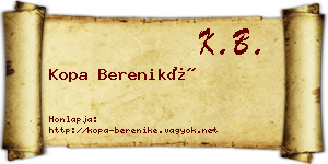 Kopa Bereniké névjegykártya